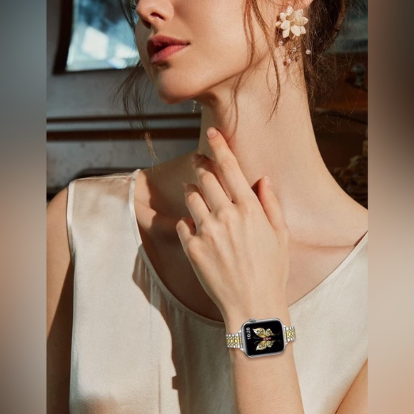 Slim Metal Stainless Steel Silver/Gold Apple Watch Band - adjustable size - NWT - Picture 6 of 12